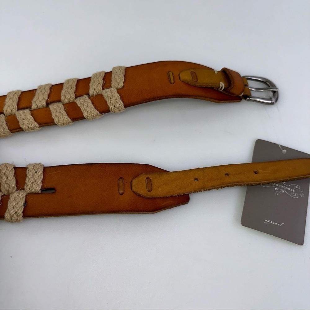 Linea Pelle size S Anthropologie Leather Adjustable Women Belt Ivory Tan - Picture 2 of 7